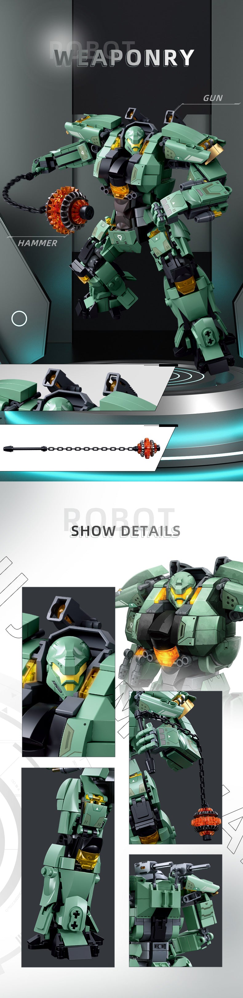 B1153 P.R. MECHA GREEN 542 PCS C16
