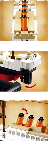 a box with a toy titanic ship and minifigures