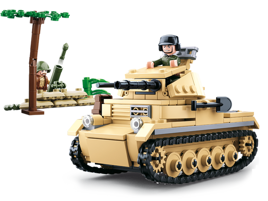 WW2 German Panzer II tank model building blocks, Sluban B0691 military vehicle toy