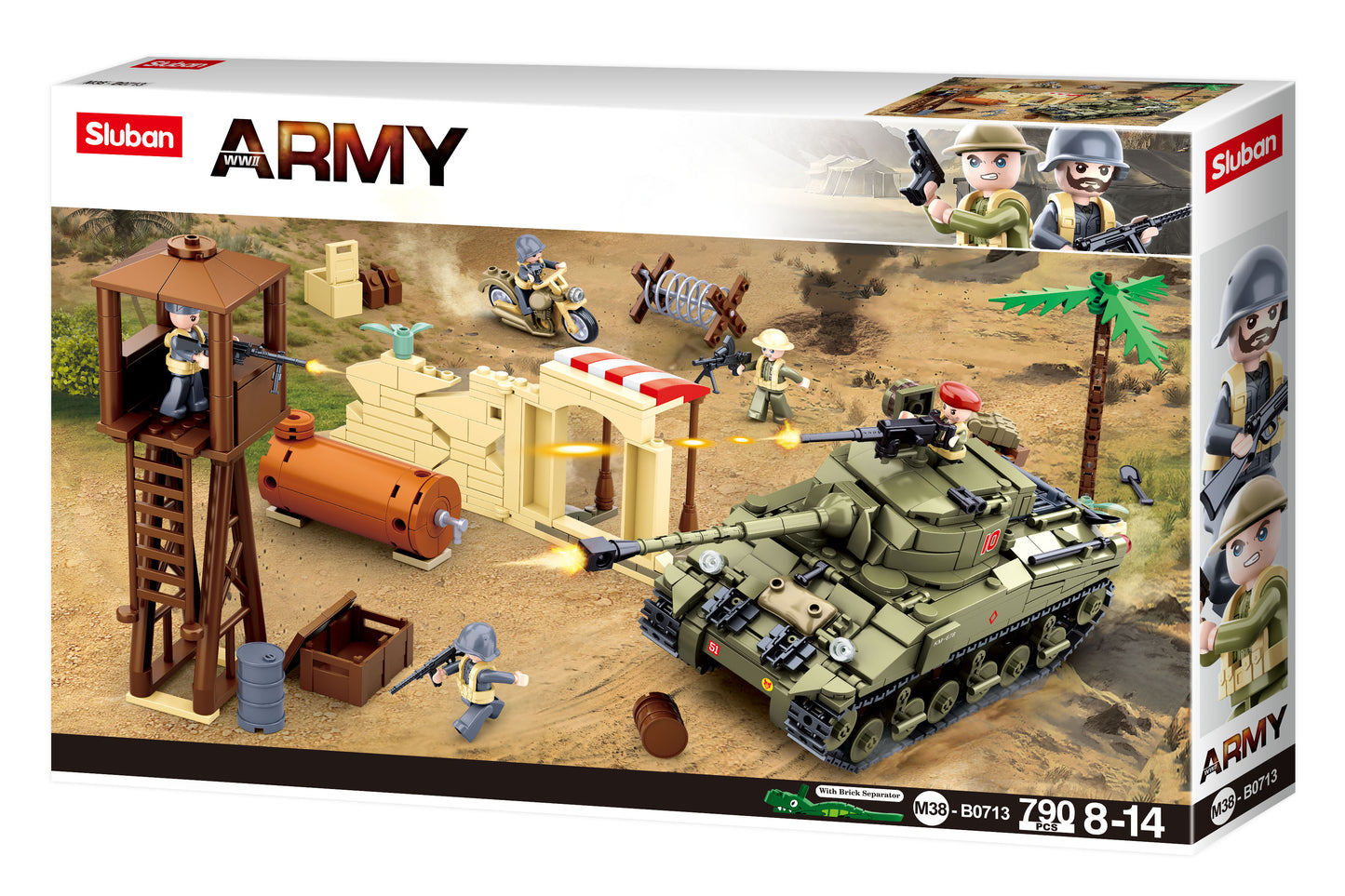 a box of toy army from a ww2 battle scene made of building bricks and blocks from sluban australia.