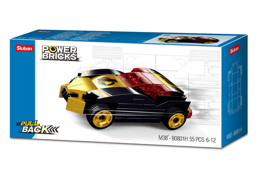 B0801 POWER BRICKS PULL BACKS CARS SOLD AS DISPLAY OF 16 C9