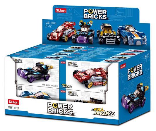 Pull-back race car pack (16 cars), Sluban B0801 car racing building toy