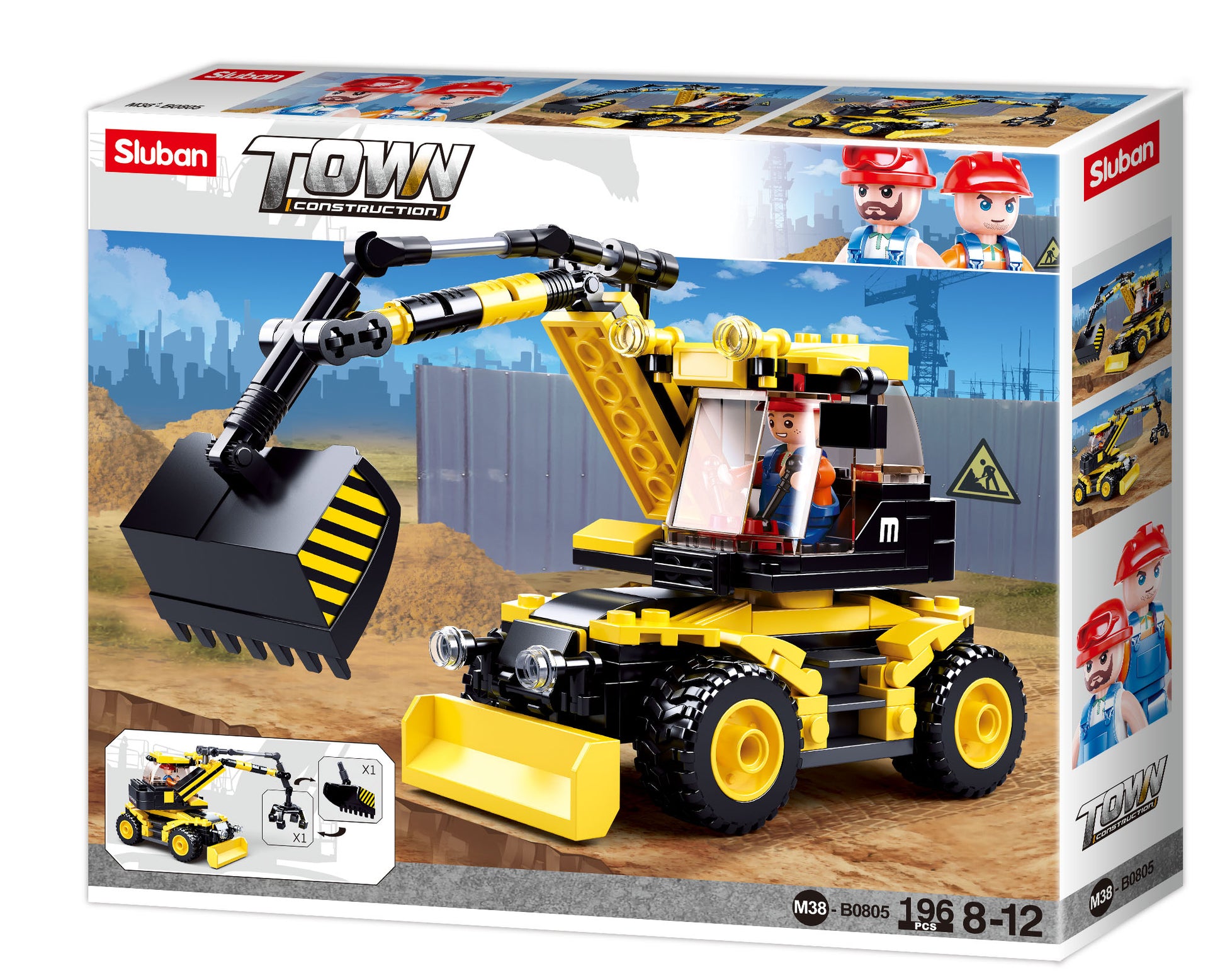 The M38-B0805 Sluban Town excavator/lifter is a beautiful building set. From sluban Australia, with a minifigure and building bricks.