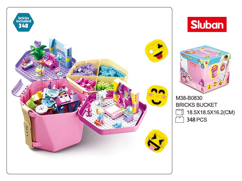 B0830 BRICKS BUCKET GIRLS 348 PCS C12