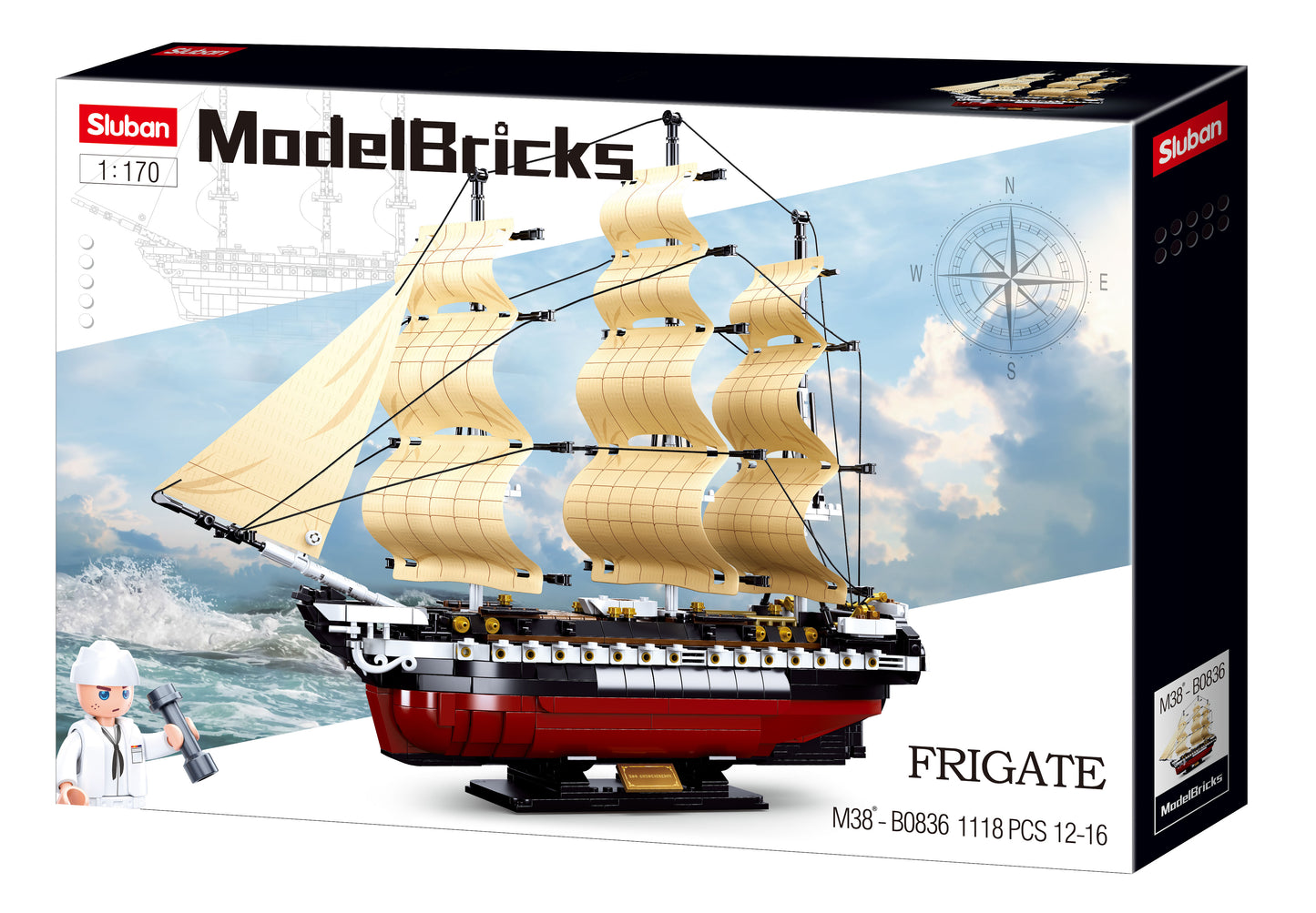 B0836 MB USS CONSTITUTION IX-21 FRIGATE SCALE 1:170 1118 PCS C6