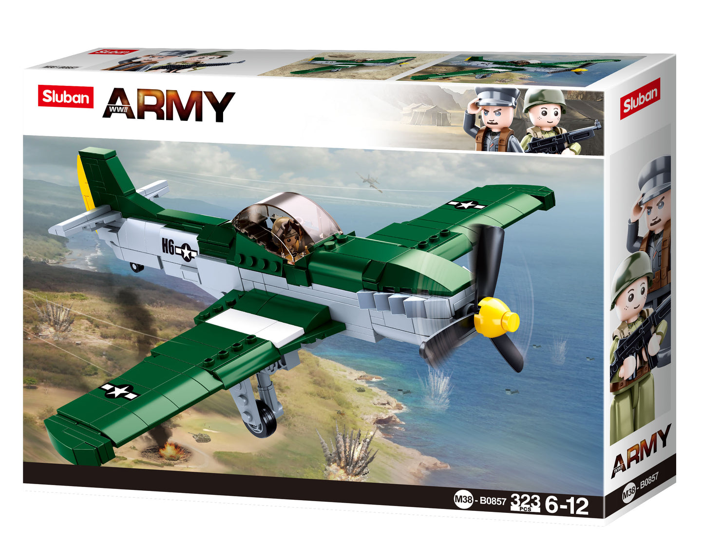 WW2 P51D FIGHTER plane building bricks and blocks and minifigure from sluban australia.