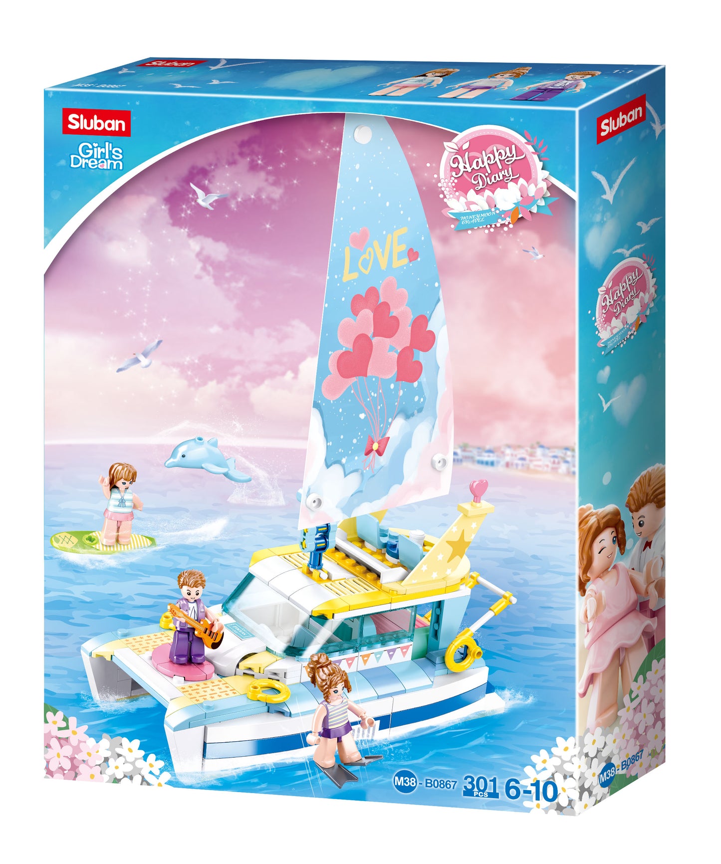 Girls Dream sluban yacht with minifigures of building bricks and blocks from sluban australia