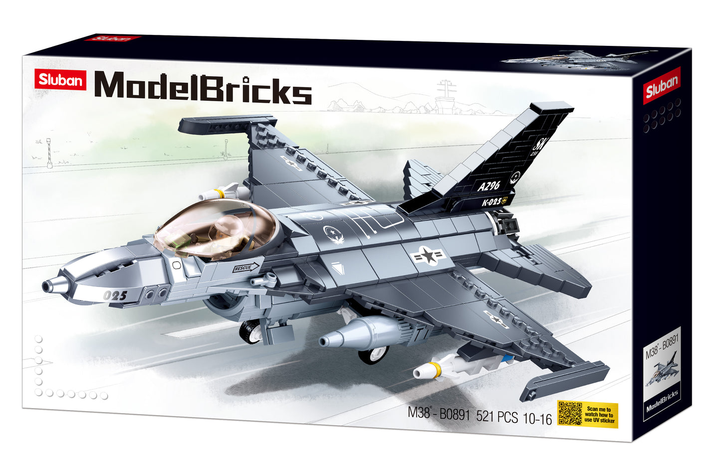 B0891 MODEL BRICKS F-16C FALCON FIGHTER building bricks and blocks from sluban australia.