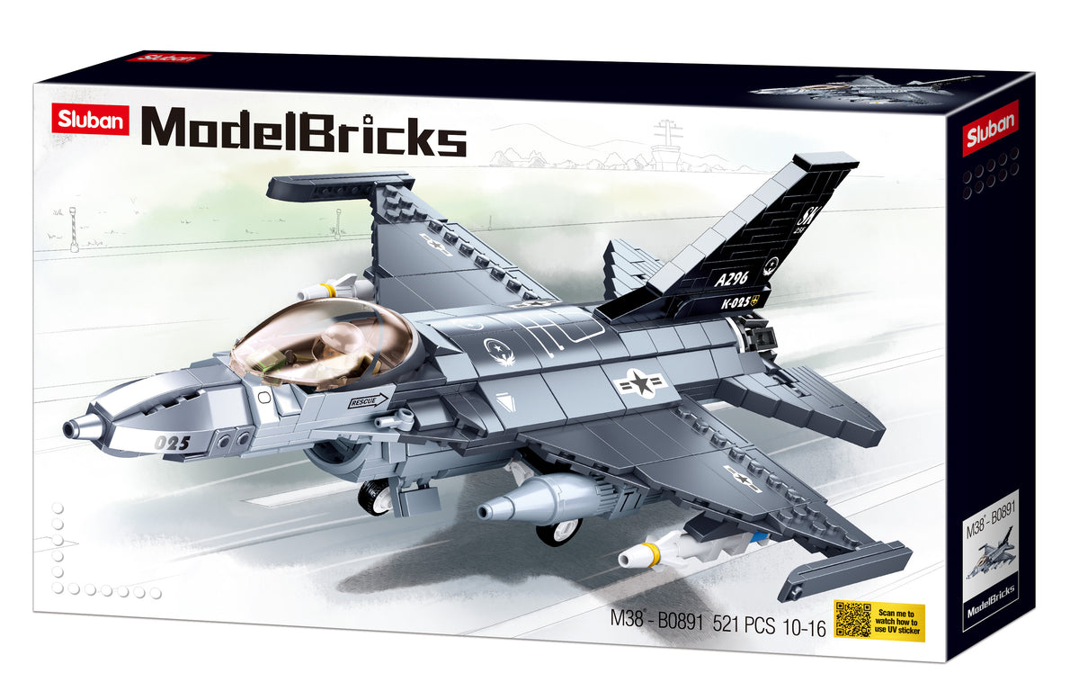 B0891 MODEL BRICKS F-16C FALCON FIGHTER building bricks and blocks from sluban australia.