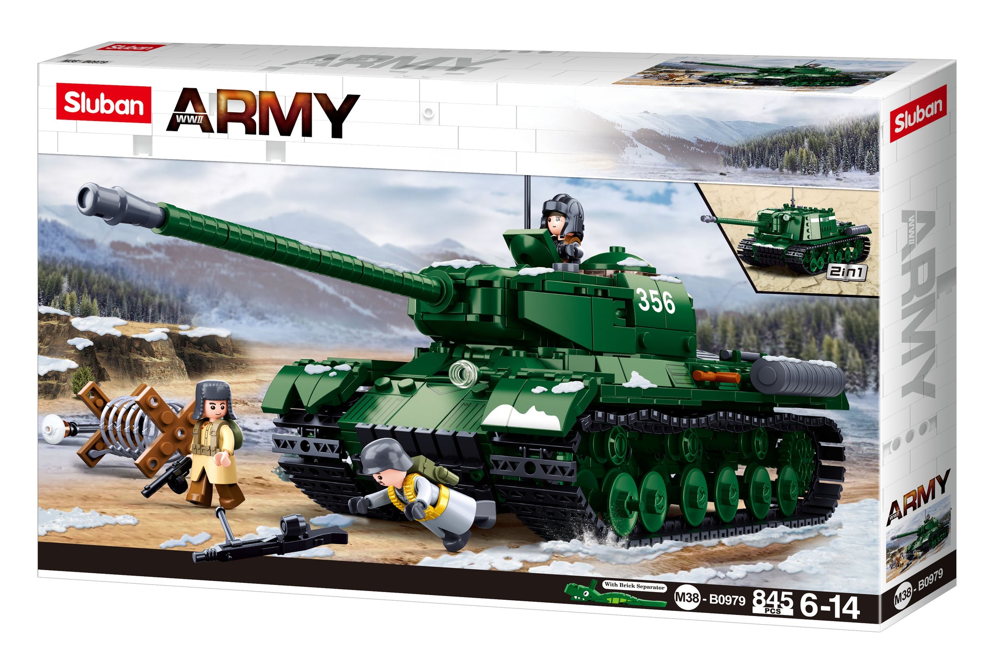 B0979 ARMY BATTLE OF BUDAPEST - IS2  HEAVY TANK building bricks and blocks along with minifigures from sluban australia.