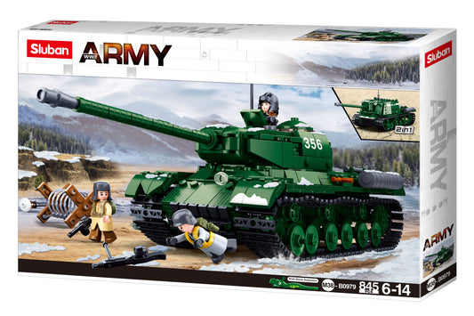 B0979 ARMY BATTLE OF BUDAPEST - IS2  HEAVY TANK building bricks and blocks along with minifigures from sluban australia.
