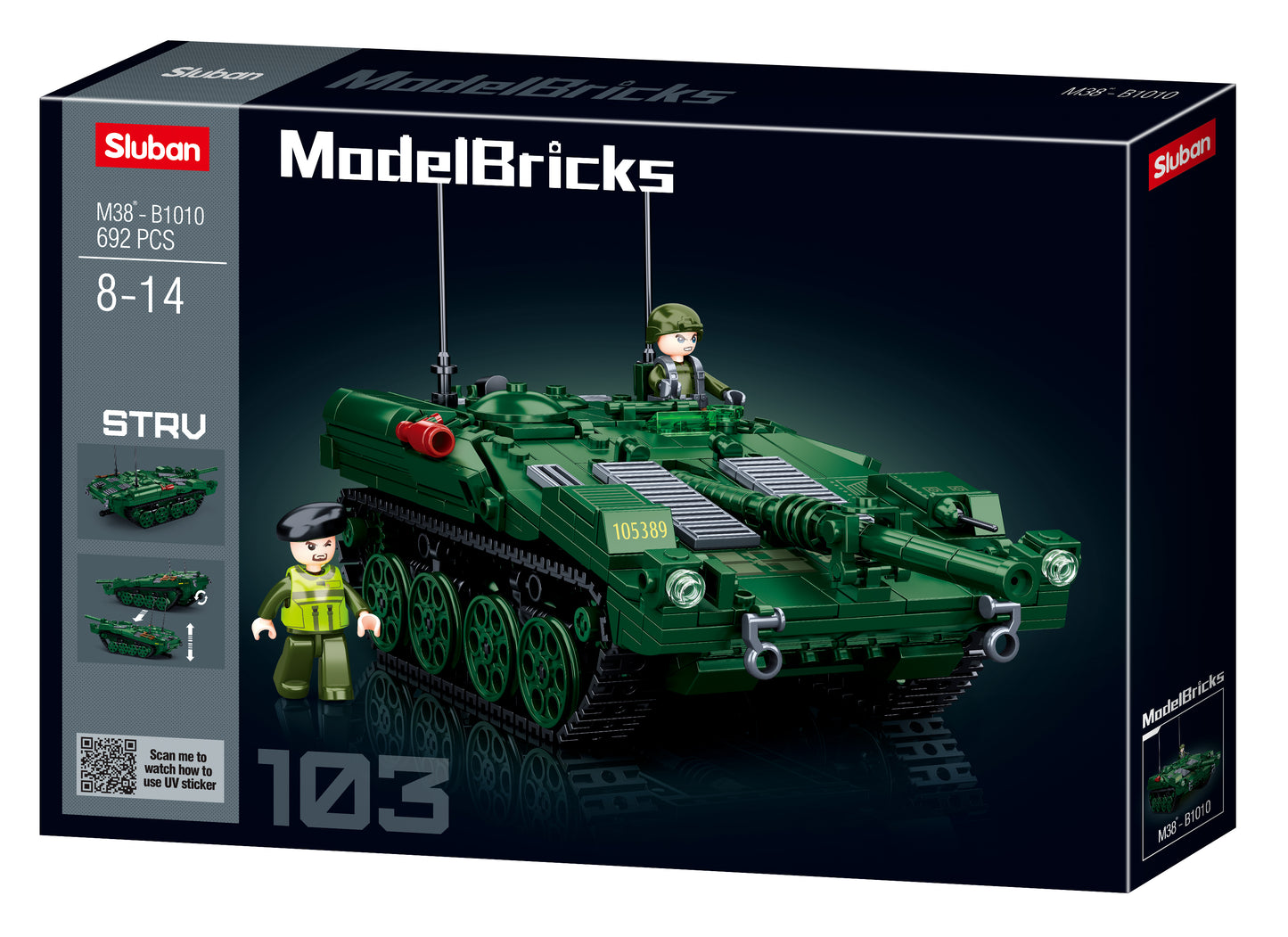 The M38-B1010 Sluban - STRV103 Main Battle Tank building bricks with minifigures from sluban australia
