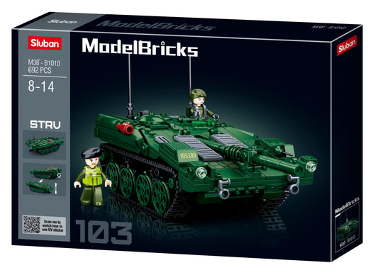 The M38-B1010 Sluban - STRV103 Main Battle Tank building bricks with minifigures from sluban australia