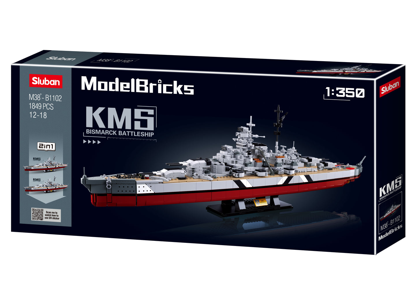 B1102 MB BISMARCK BATTLESHIP using model bricks and blocks from sluban australia.