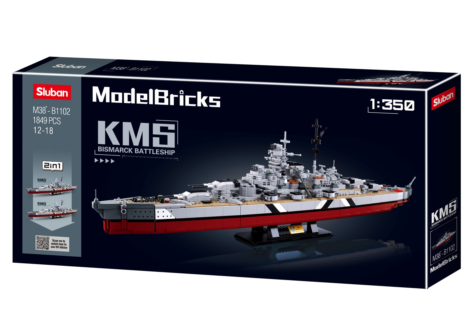 B1102 MB BISMARCK BATTLESHIP using model bricks and blocks from sluban australia.
