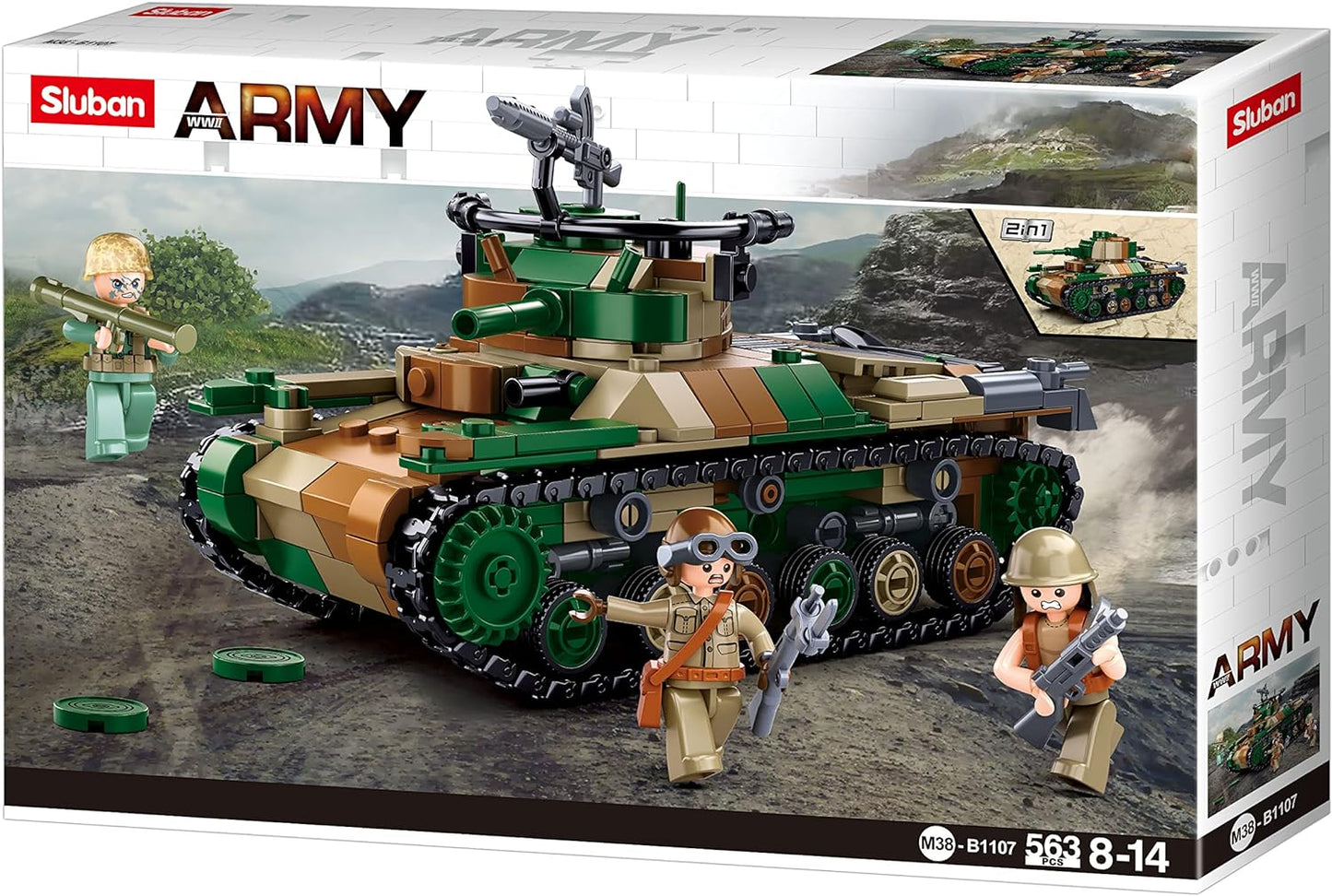 B1107 WW2 MEDIUM TANK with minifigures from sluban australia.
