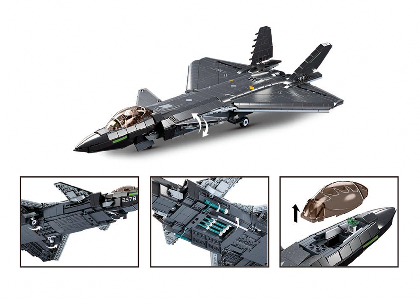 B1187 MB J20 STEALTH AIRCRAFT METAL COATING SCALE 1:44 1007 PCS AGES 12+ C6