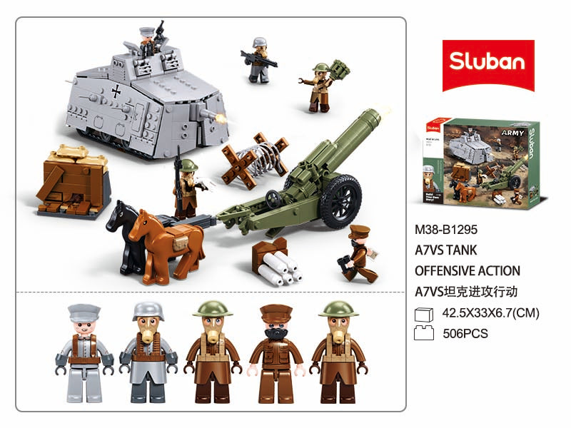 B1295 MB Sluban 506pc Army WW1 A7V Tank Offensive