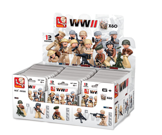 B0580 WWII MINI FIGURES 60 PCS IN BLIND PACKS SOLD AS A DISPLAY OF 60 C16