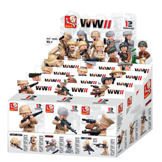 B0582 WW2 MINI FIGURES SOLD AS A DISPLAY OF 12 C18