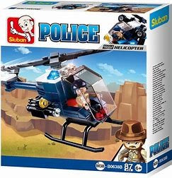 a box of building bricks from the police sluban range with helicopters.