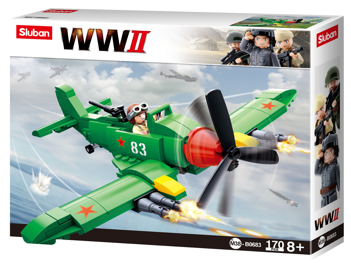 a box of toy airplane of building blocks and bricks for the sluban australia range. 