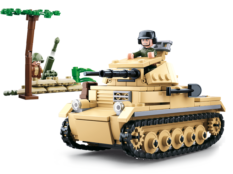 WW2 German Panzer II tank model building blocks, Sluban B0691 military vehicle toy