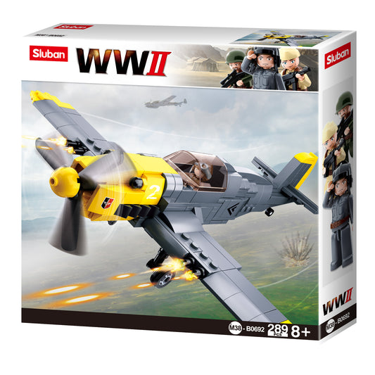 a box of toy airplane of building bricks and blocks from sluban australia.