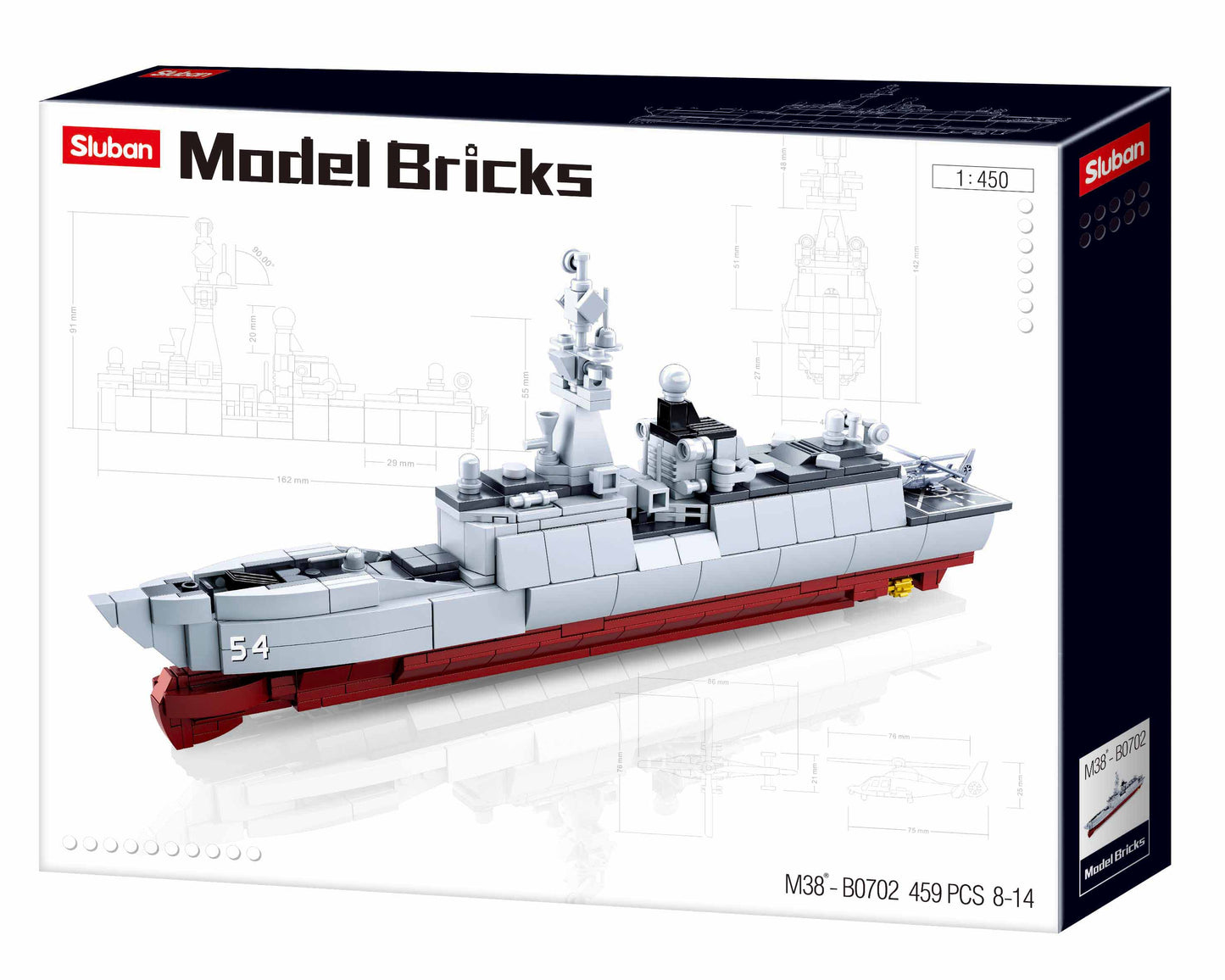 B0702 MODEL BRICKS FRIGATE 054A SCALE 1:450 417 PCS AGES 8+ C12