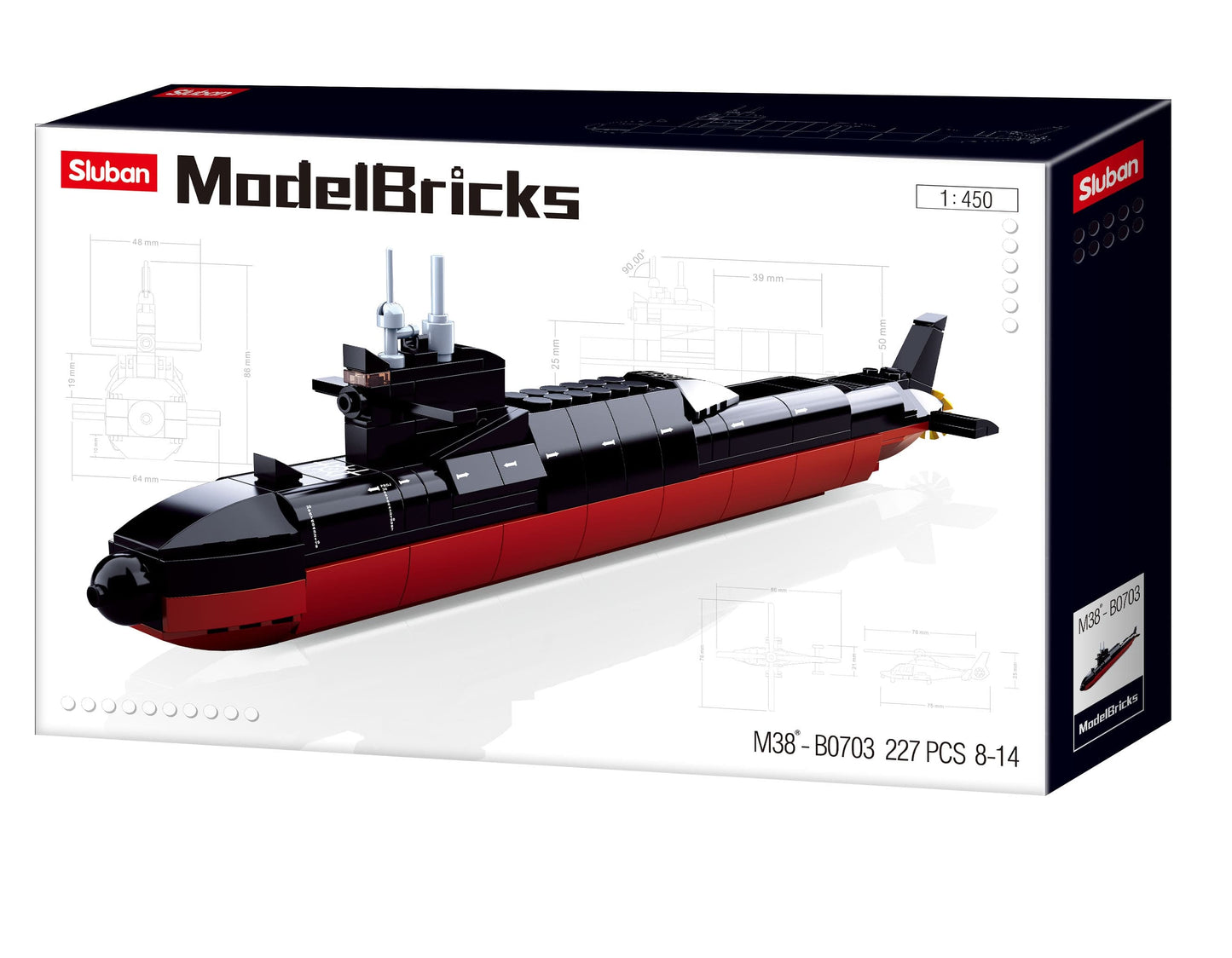 B0703 MODEL BRICKS SUBMARINE SCALE 1:450 227 PCS AGES 8+ C16