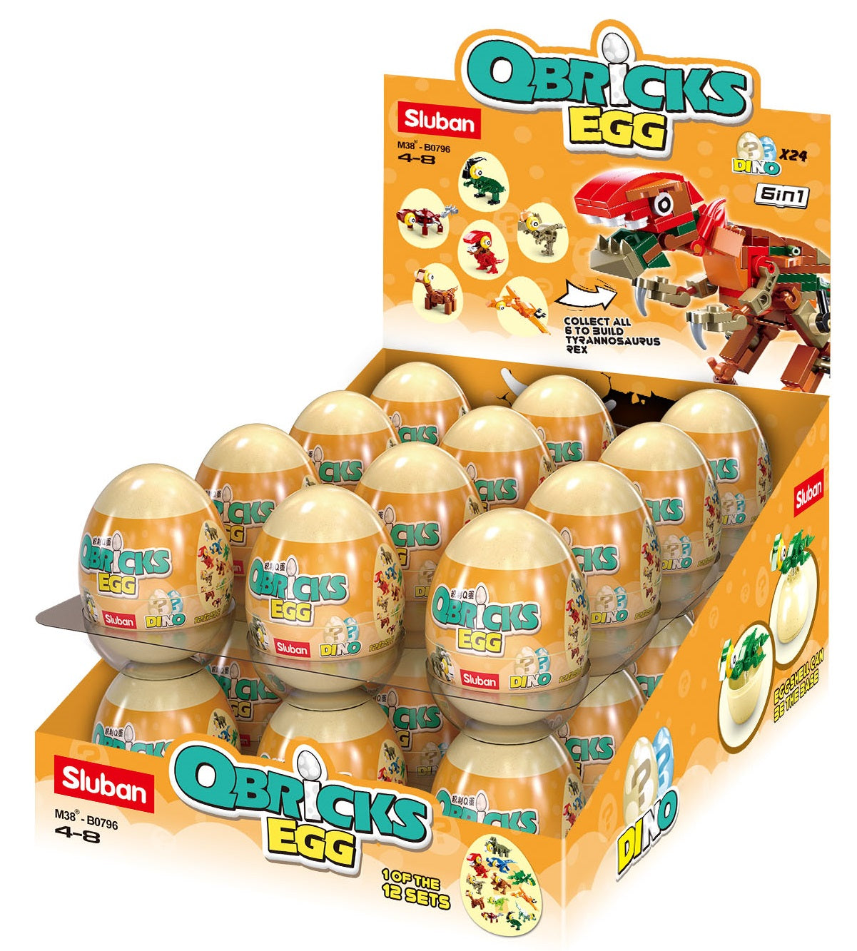 a display of a box of eggs made up of building bricks and blocks from the sluban australia range.