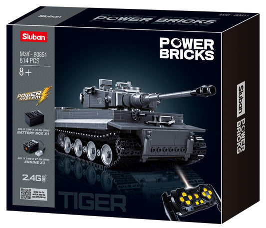 B0851 POWERBRICKS- REMOTE CONTROL PANZERKAMPFWAGEN TIGER TANK 814PCS