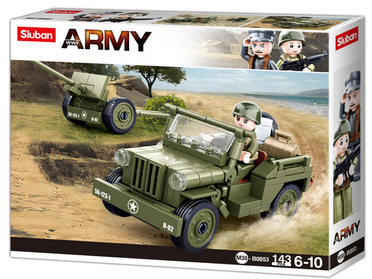 WW2 Willy Jeep and minifigures from the sluban Australia Range.