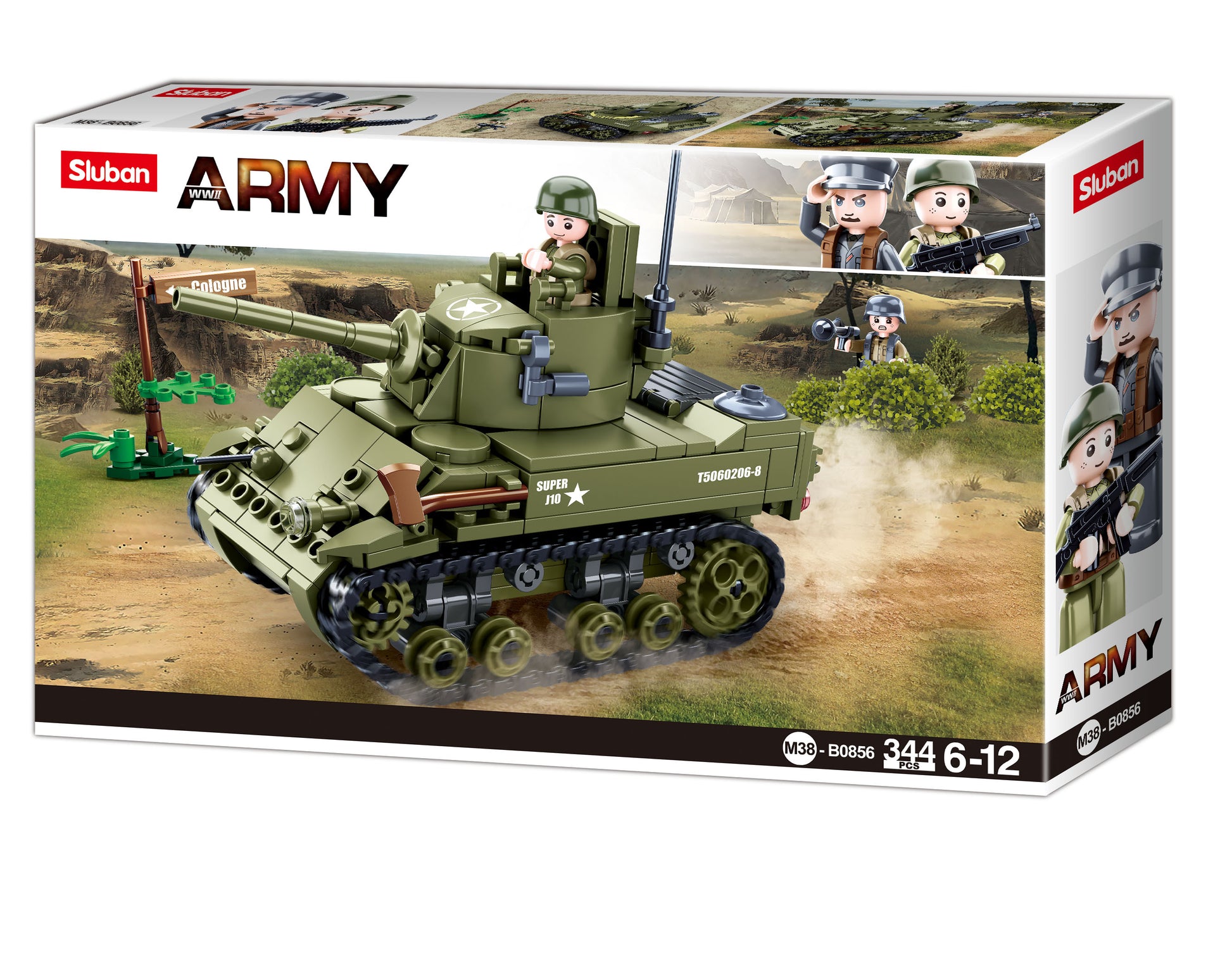 WW2 M5 LIGHT TANK made up of building bricks and blocks and minifigures from the sluban australia range. 