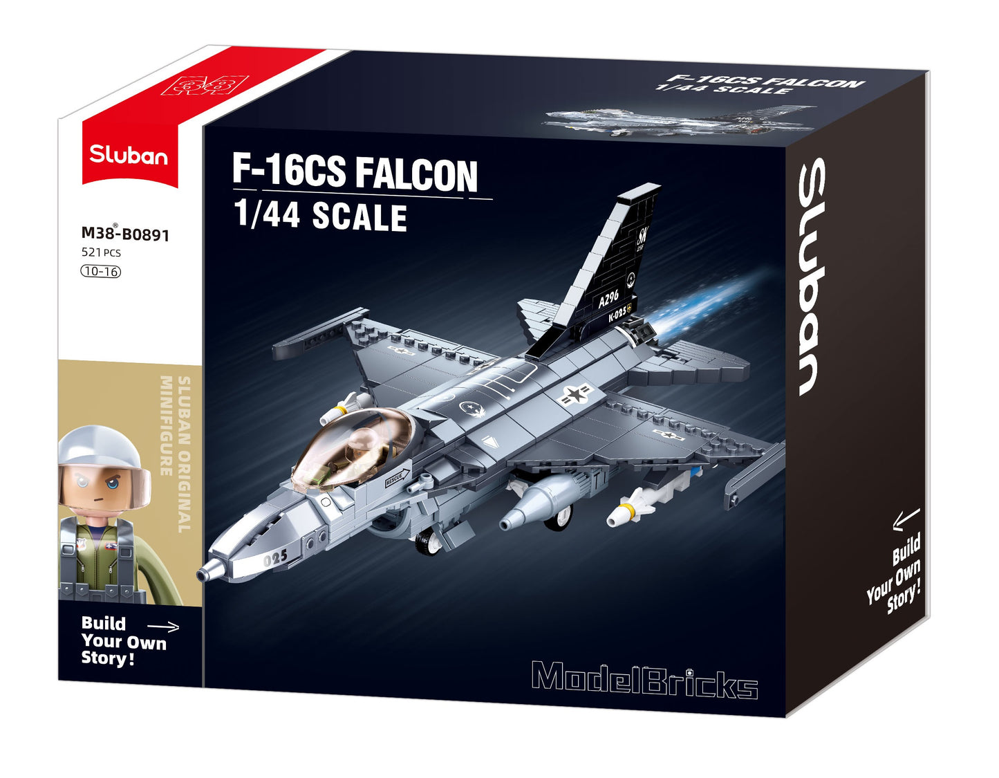 B0891 MODEL BRICKS F-16C FALCON FIGHTER 521 PCS  AGES 10+ C12
