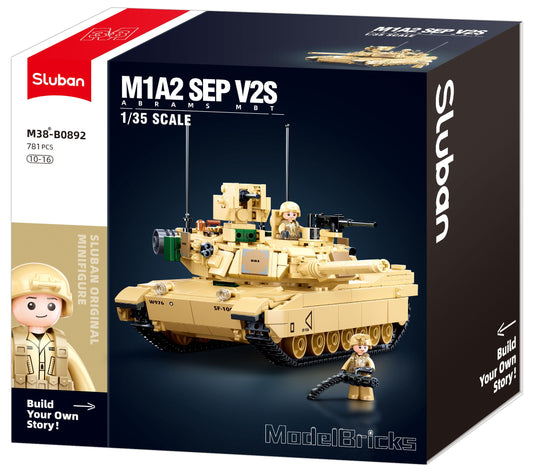 B0892 MODEL BRICKS MB M1A2 V2 ABRAMS MAIN BATTLE TANK 781 PCS AGES 10+ C12