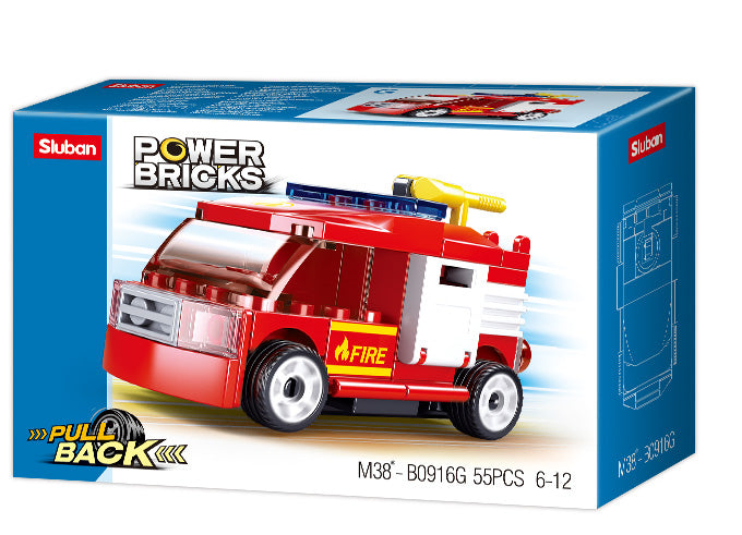 B0916G POWER BRICKS  PULL BACK CAR FIRE for kids from sluban australia.