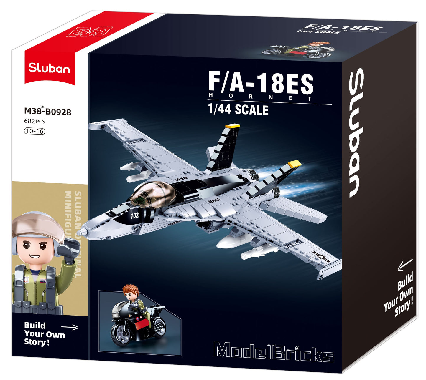 B0928 MODEL BRICKS F/A 18E SUPER BUMBLEBEE 682 PCS AGES 10+ C12