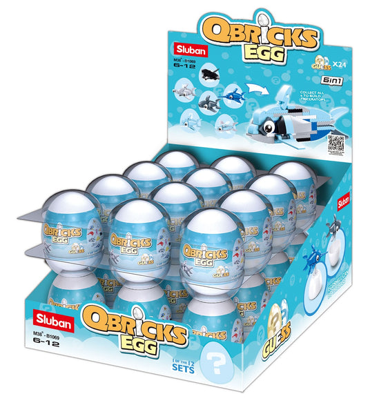 B1069 QBRICKS EGG SEA CREATURES - SOLD AS A DISPLAY OF 24 C12