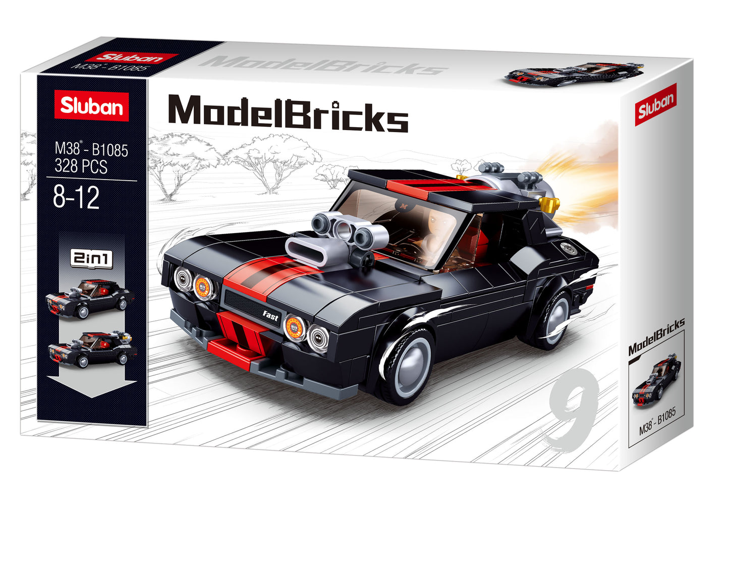  M38-B1085 Sluban Street Racer building bricks with minifigure from sluban australia.