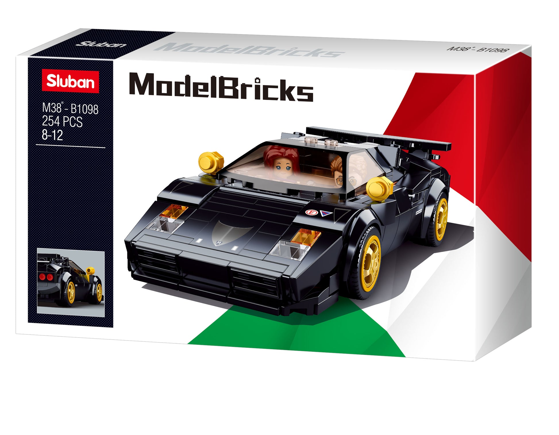 B1098 Sluban Italian Bull Sports Car with minifigures from sluban australia.