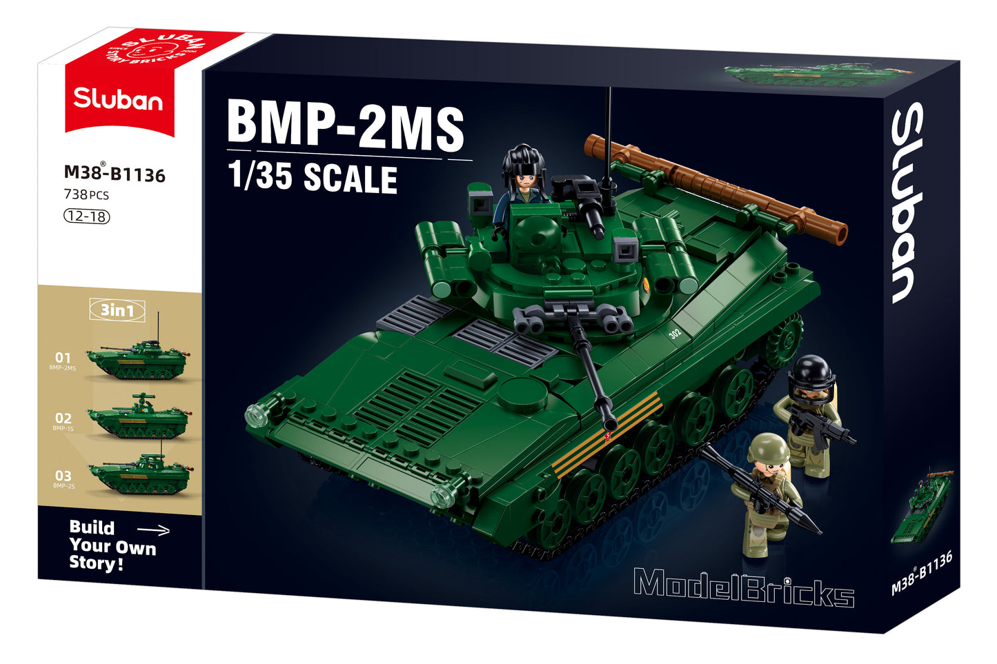 B1136 MB BMP INFANTRY FIGHTING TANK (IFV)  with minifigures and building bricks from sluban australia