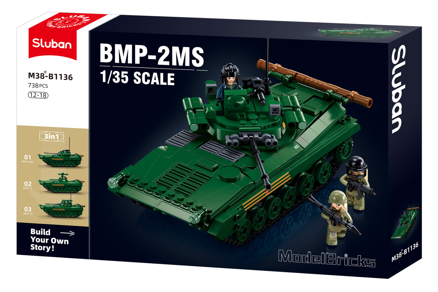 B1136 MB BMP INFANTRY FIGHTING TANK (IFV) 3 IN 1 SCALE 1:35 738 PCS  AGES 12+ C12