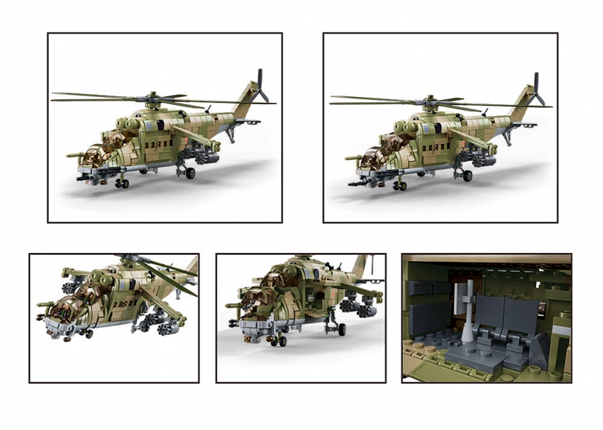 B1137 MB MI-24S HELICOPTER GUNSHIP 3 IN 1 SCALE 1:35 893 PCS AGES 12+ C8