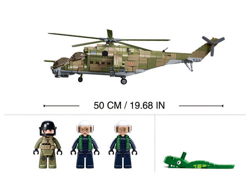 B1137 MB MI-24S HELICOPTER GUNSHIP 3 IN 1 SCALE 1:35 893 PCS AGES 12+ C8