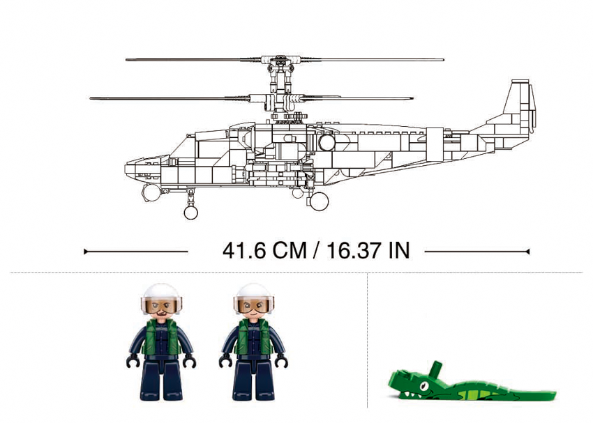 B1138 MB KA-52S HELICOPTER GUNSHIP SCALE 1:35 913 PCS AGES 12+ C8