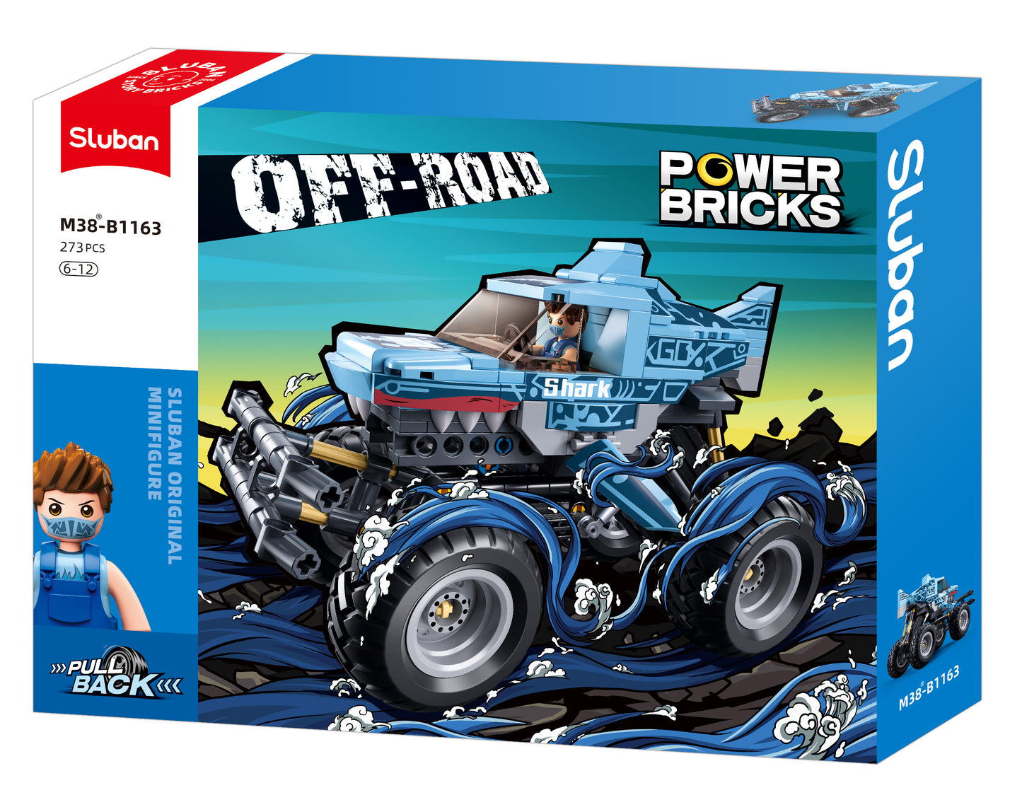 B1163 POWER BRICKS OFF ROAD VEHICLE with mini figure from sluban australia building bricks