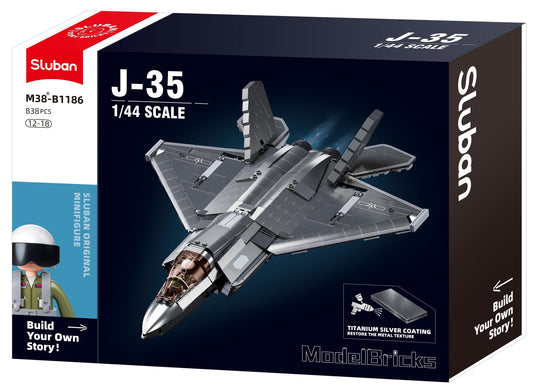 B1186 MB J35 STEALTH AIRCRAFT METAL COATING SCALE 1:44 838 PCS AGES 12+ C6
