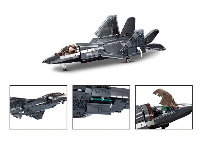 B1186 MB J35 STEALTH AIRCRAFT METAL COATING SCALE 1:44 838 PCS AGES 12+ C6