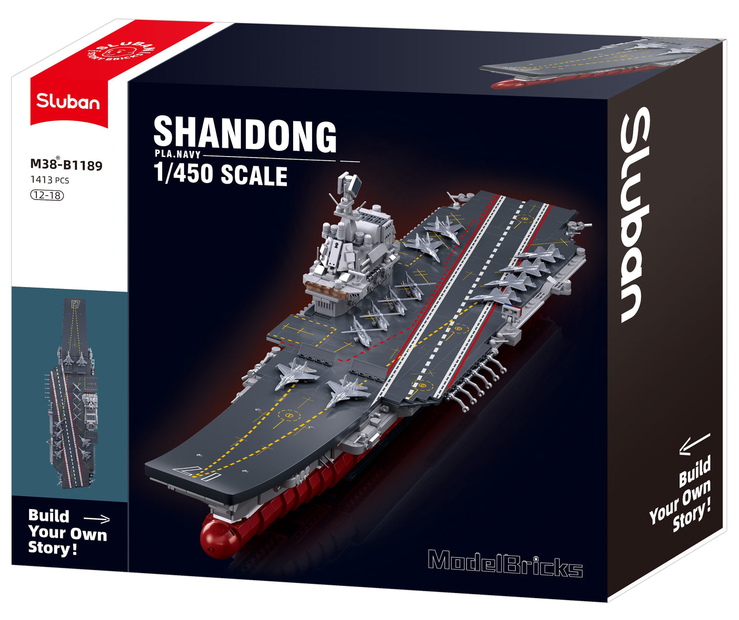 B1189 AIRCRAFT CARRIER SHANDONG 1/450 SCALE 1413PCS C4